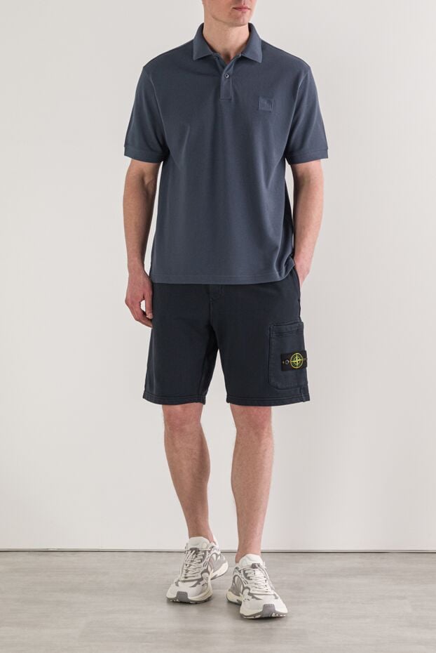 Stone Island blue organic cotton pique polo with tonal compass patch 192896 - photo 2