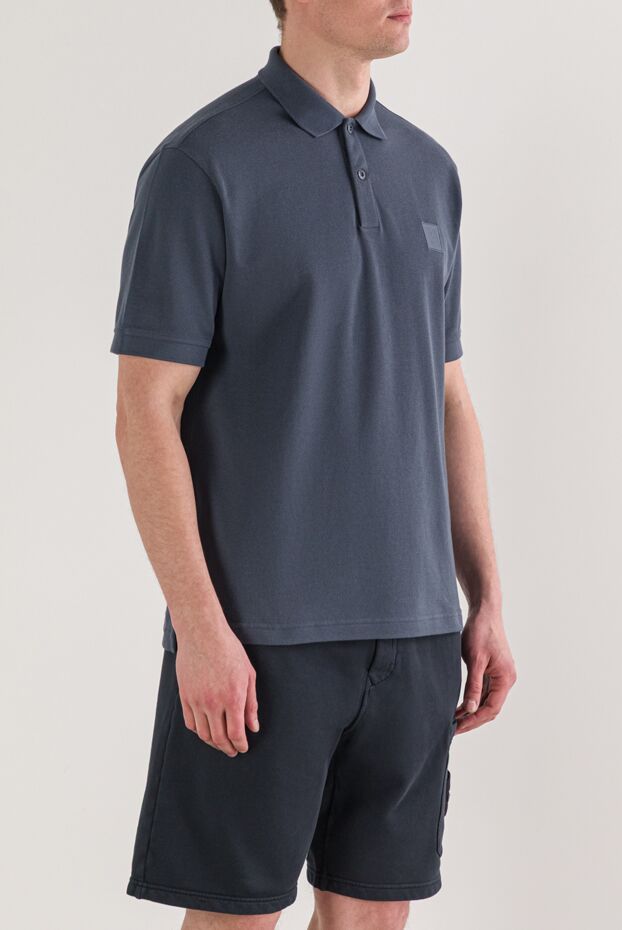 Stone Island blue organic cotton pique polo with tonal compass patch 192896 - photo 3