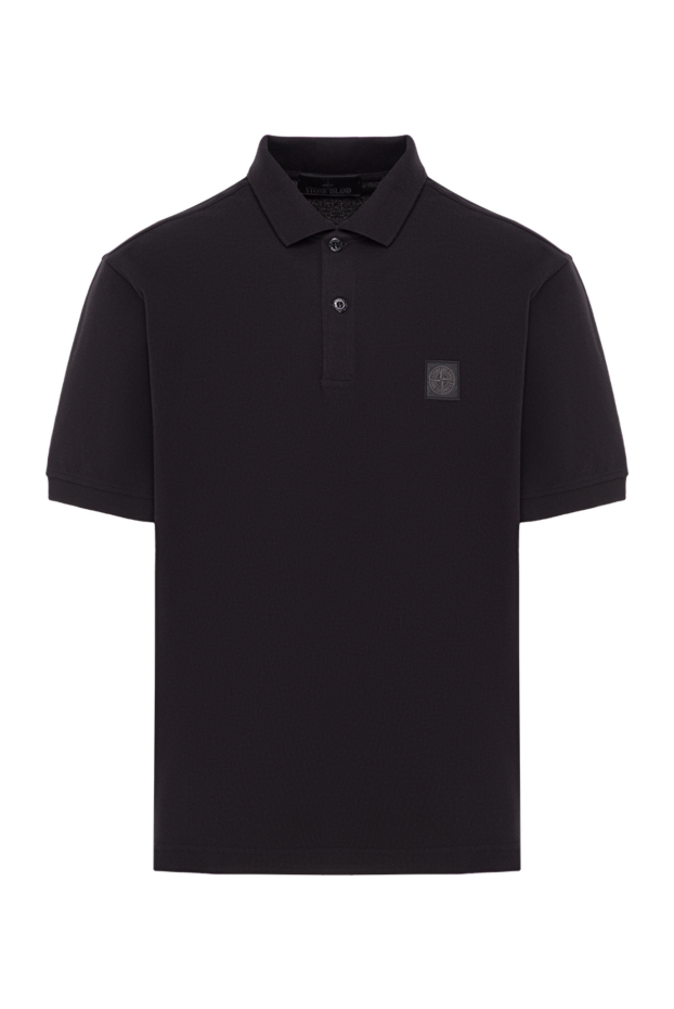 Stone Island black organic cotton pique polo with tonal compass patch 192898 - photo 1