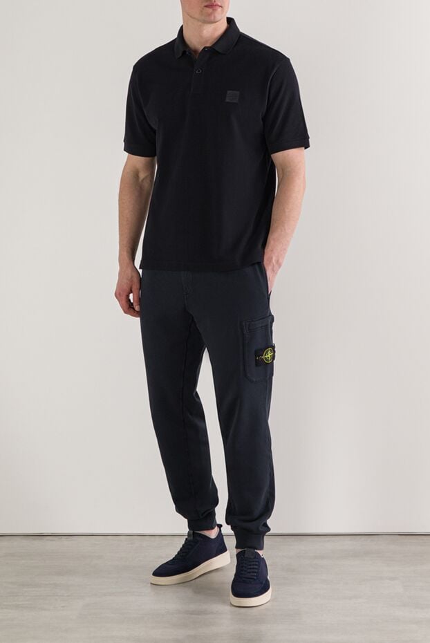 Stone Island black organic cotton pique polo with tonal compass patch 192898 - photo 2