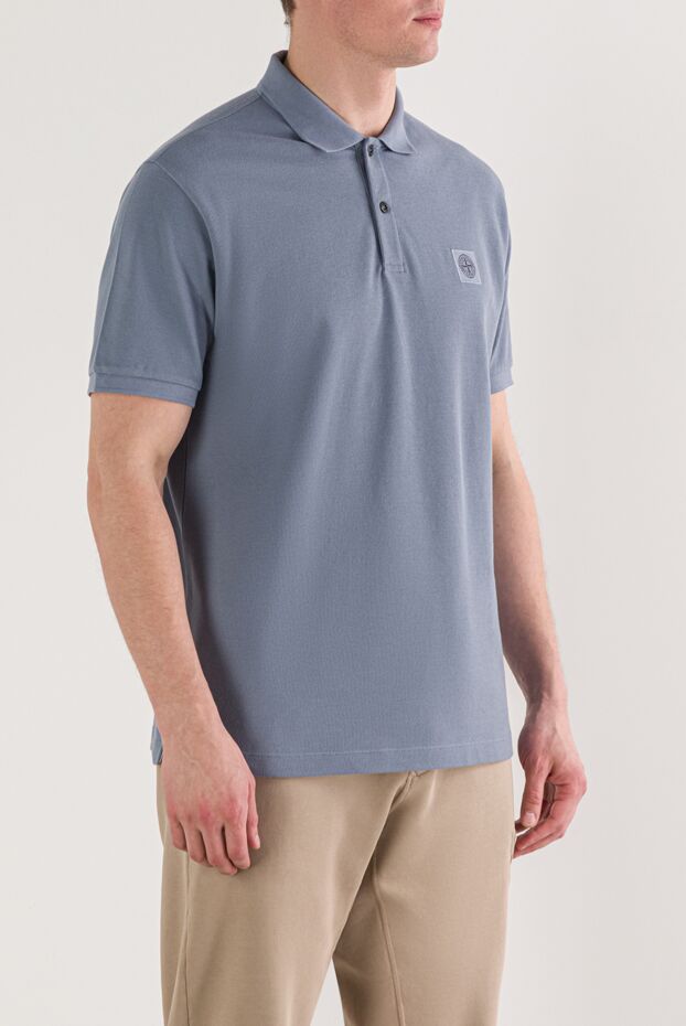 Stone Island blue short sleeve polo shirt made of organic cotton pique 192900 - photo 3