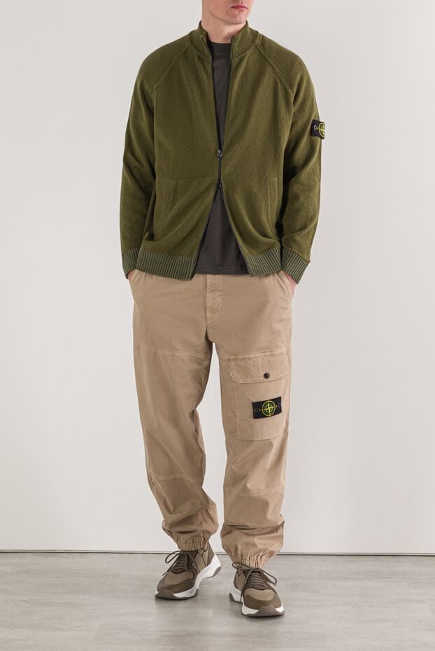 Stone Island green cotton zip-up sweatshirt with logo patch 192906 - photo 2