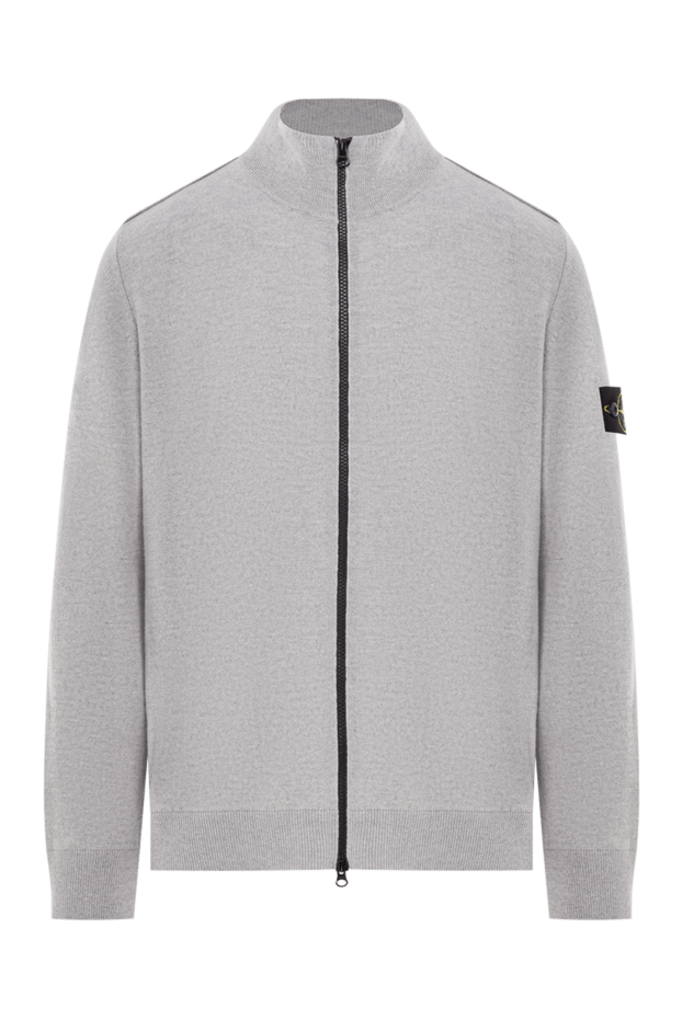 Stone Island gray wool sports jacket with a zip-up closure and a logo patch 192907 - photo 1