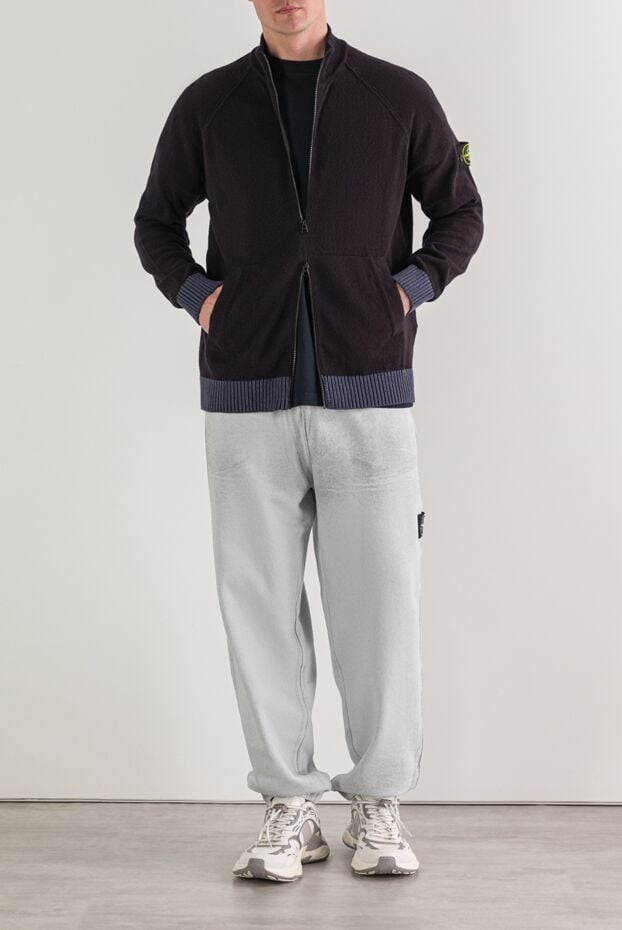 Stone Island blue cotton zip-up sweatshirt with logo patch 192908 - photo 2