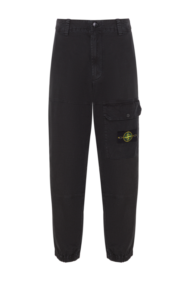 Stone Island black organic cotton cargo pants with elastic cuffs 192911 - photo 1