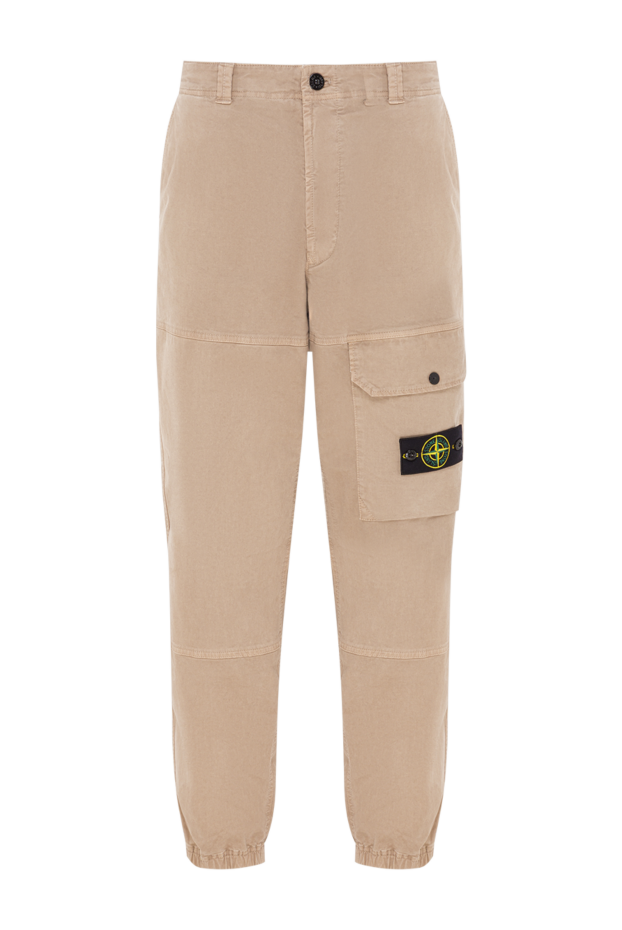 Stone Island beige organic cotton cargo pants with elastic cuffs 192912 - photo 1