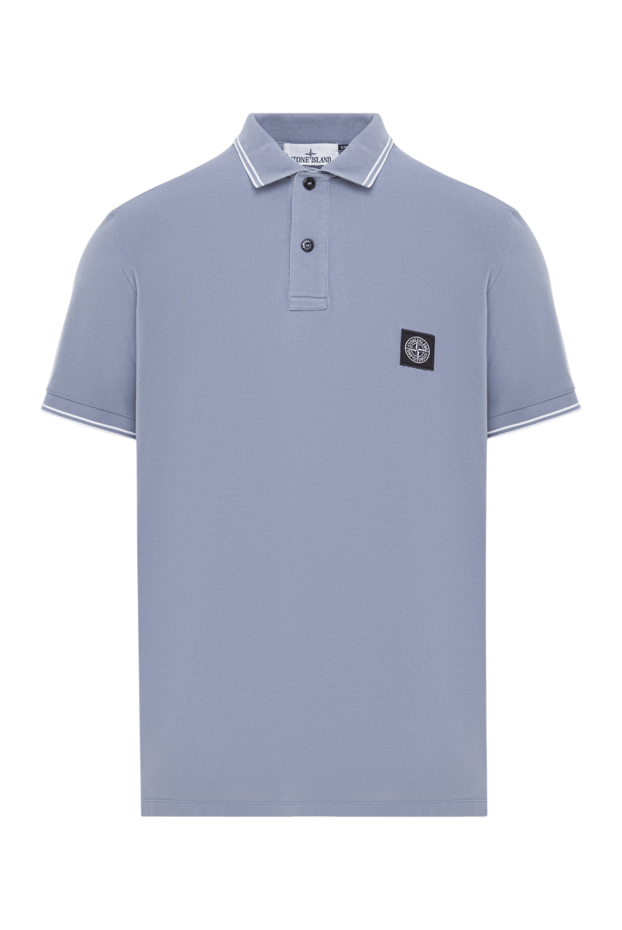 Stone Island blue cotton polo shirt with ribbed collar and contrast trim 192920 - photo 1