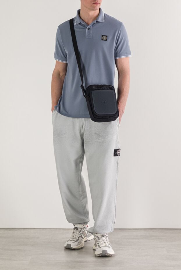Stone Island blue cotton polo shirt with ribbed collar and contrast trim 192920 - photo 2