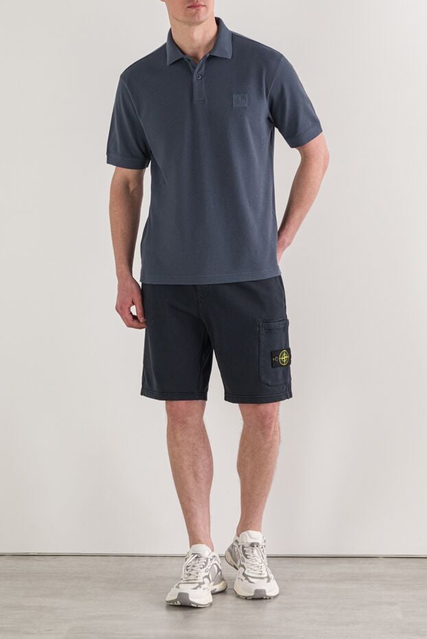 Stone Island regular fit blue sports shorts with a patch pocket 192930 - photo 2