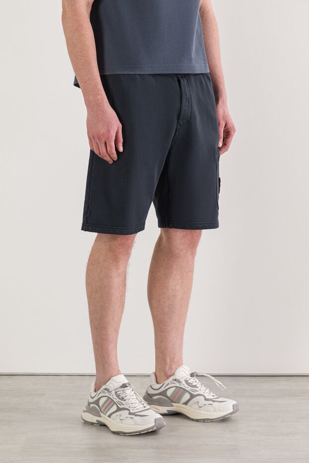 Stone Island regular fit blue sports shorts with a patch pocket 192930 - photo 3