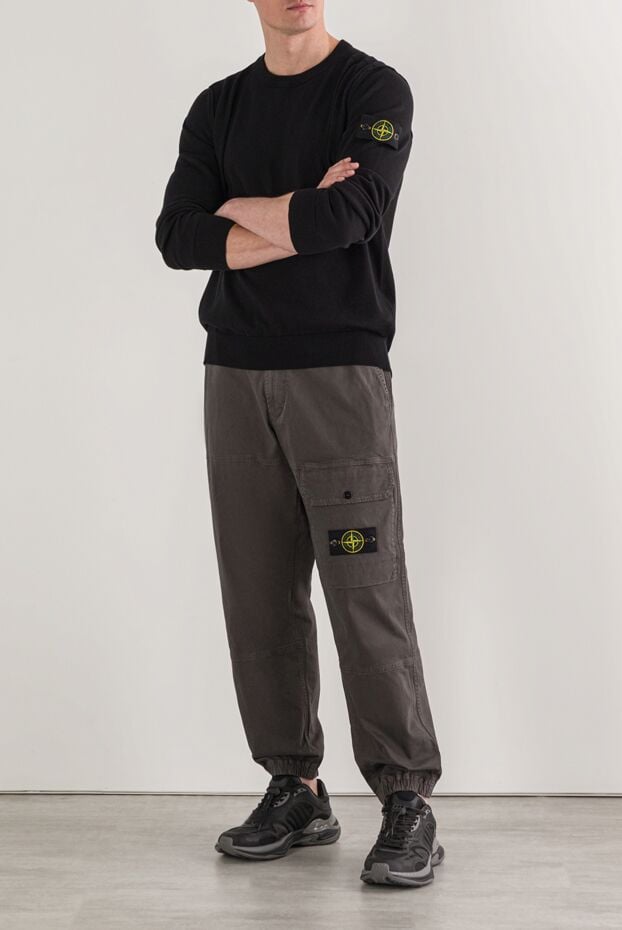 Stone Island gray organic cotton cargo pants with elastic cuffs 192935 - photo 2