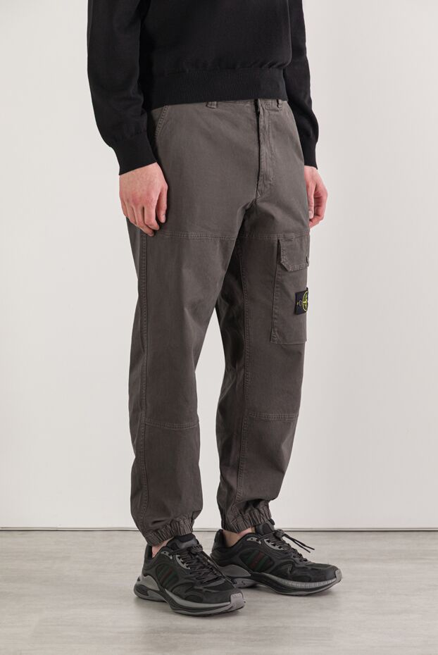 Stone Island gray organic cotton cargo pants with elastic cuffs 192935 - photo 3