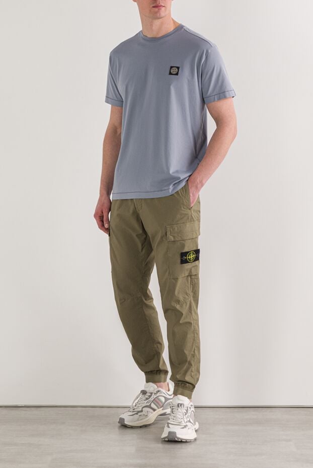 Stone Island light blue fitted t-shirt with a compass patch 192936 - photo 2