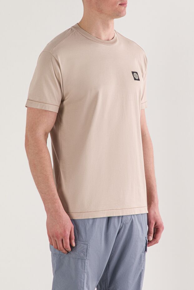 Stone Island beige fitted t-shirt with a compass patch 192937 - photo 3