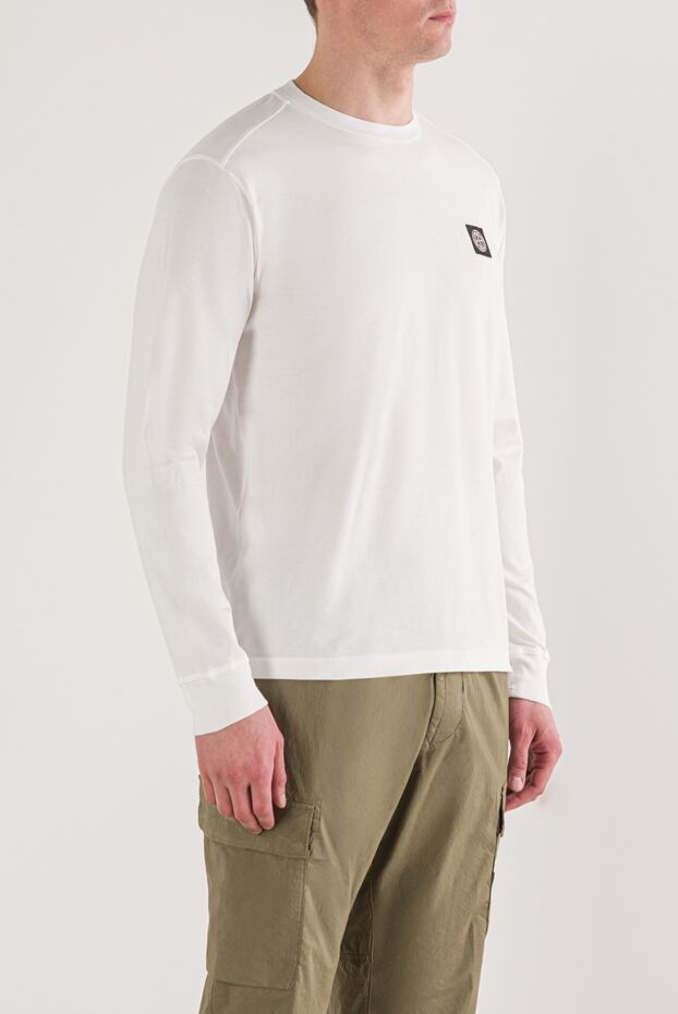 Stone Island fitted white cotton jersey sweatshirt with a \