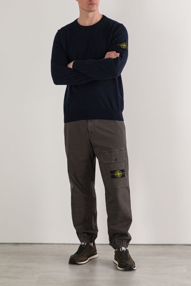 Stone Island knitted navy blue crew neck sweater in soft organic cotton 192946 - photo 2