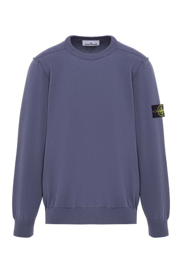 Stone Island light blue crew neck knit sweater in soft organic cotton 192947 - photo 1