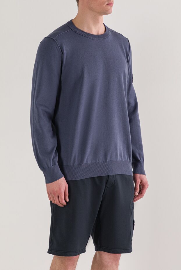 Stone Island light blue crew neck knit sweater in soft organic cotton 192947 - photo 3