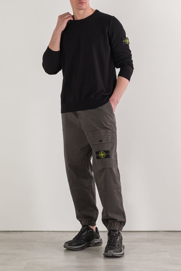Stone Island knitted black crew neck sweater in soft organic cotton 192948 - photo 3
