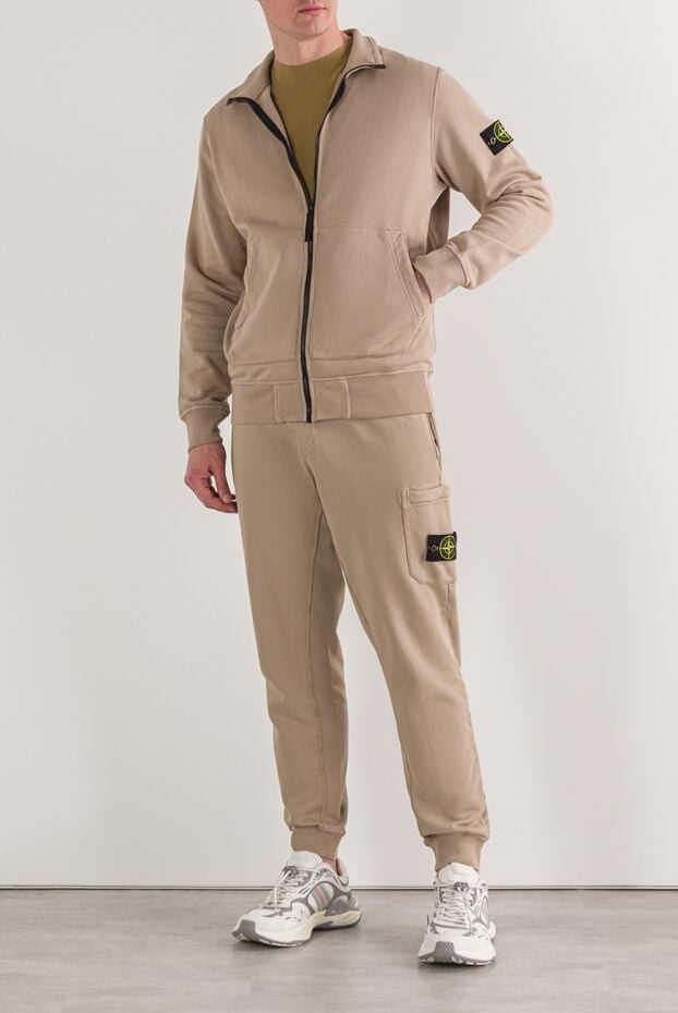 Stone Island beige cotton fleece tracksuit with side pockets 192954 - photo 2
