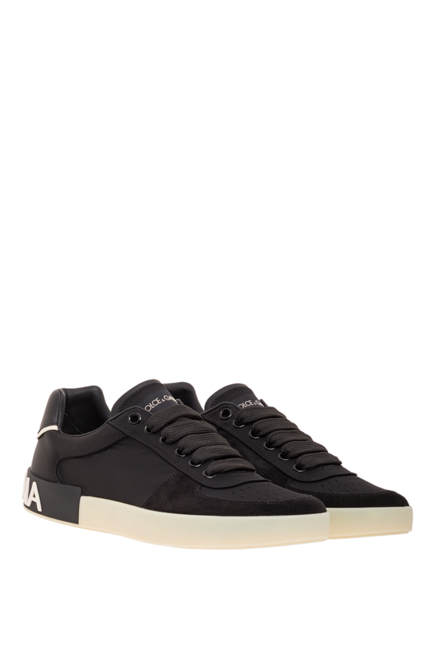Dolce & Gabbana black portofino sneakers in nylon with calfskin overlays 192960 - photo 3