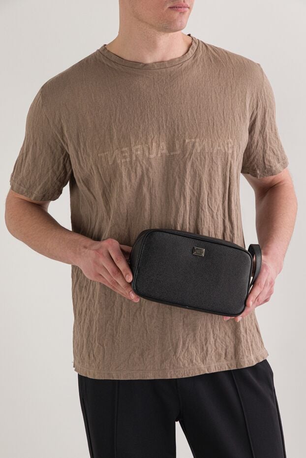 Dolce & Gabbana black sicily calfskin wash bag with alpina embossing 192961 - photo 2