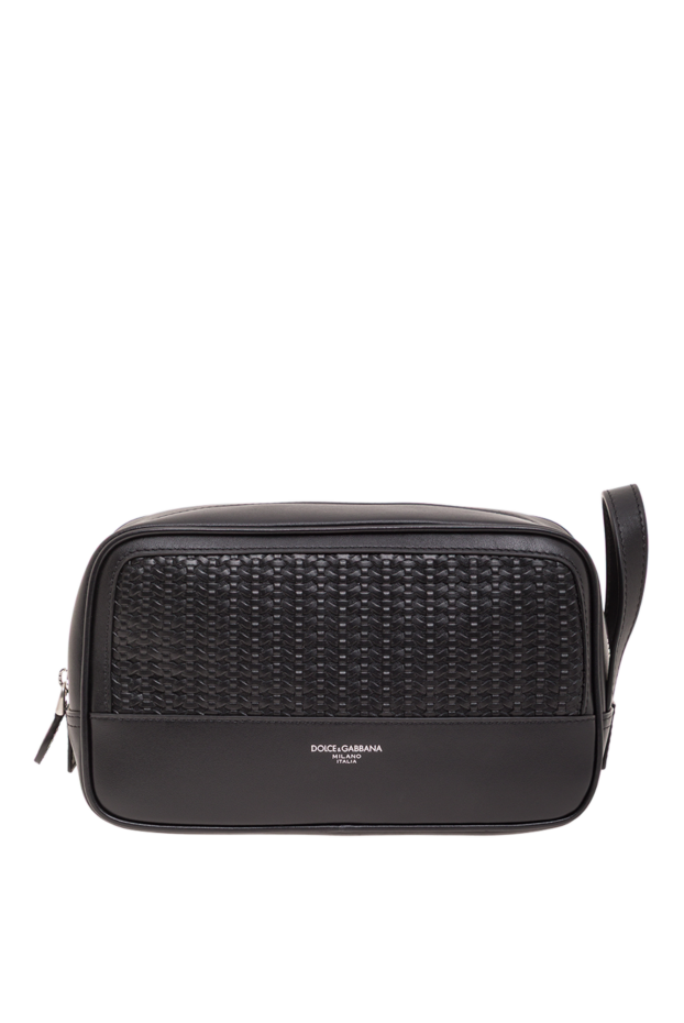 Men's Black Woven Calfskin Organizer Bag - photo 1