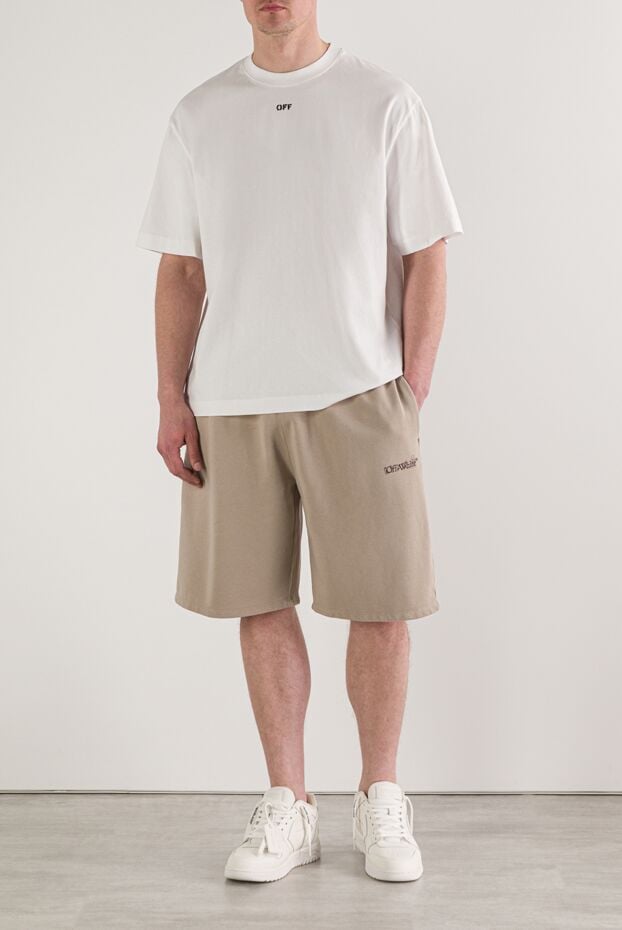 Off-White beige shorts with embroidery and elastic waistband 192982 - photo 2