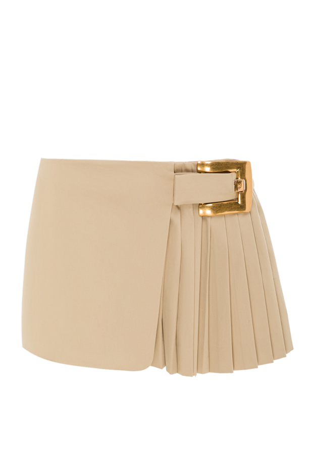 Balmain короткая бежевая юбка из габардина с поясом 193003 - фото 1