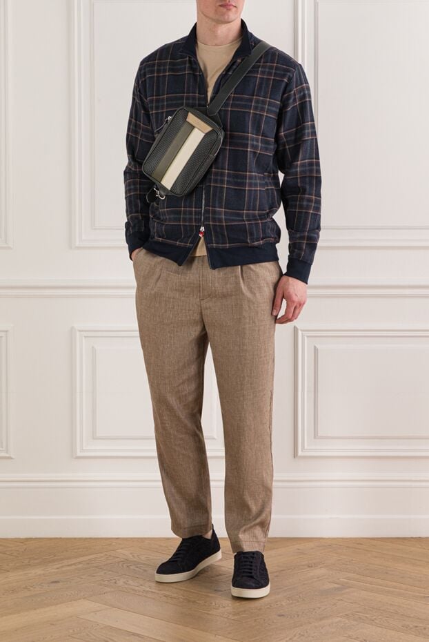 Jacob Cohen men's brown trousers with slit back pockets and a distinctive leather patch 193024 - photo 2
