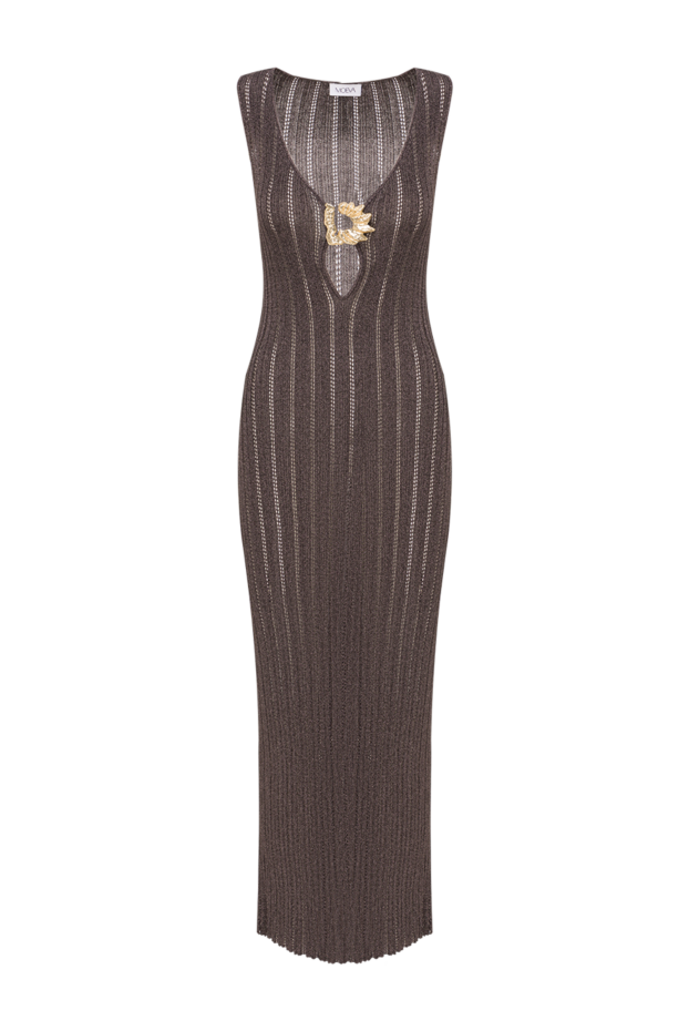 Moeva antibes long dress in black jersey with gold trim 193027 - photo 1