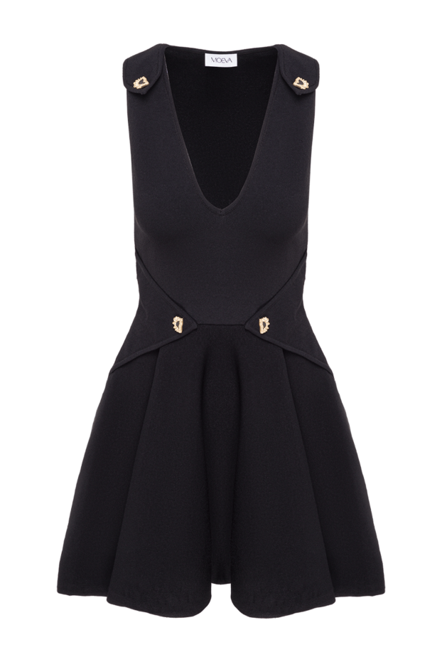 Moeva meditara black knit mini dress with a flared skirt and gold buttons 193032 - photo 1