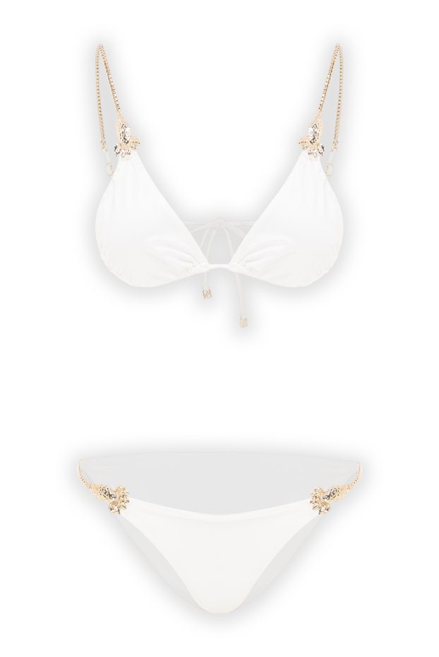 Moeva women's white two-piece bikini with gold chains 193046 - photo 1