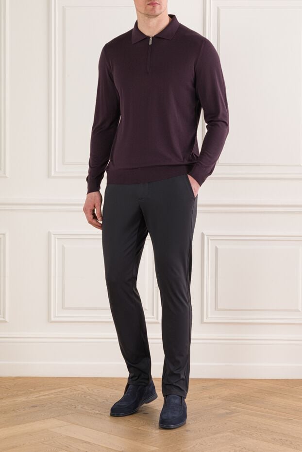 Svevo men's purple polo shirt with long sleeves and a zipper 193052 - photo 2