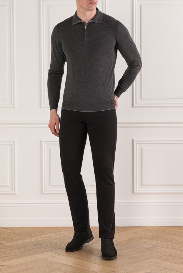 Svevo gray wool long sleeve polo shirt 193054 - photo 2
