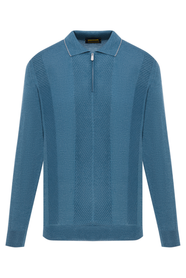 Svevo men's long sleeve knit polo shirt in turquoise blue 193055 - photo 1