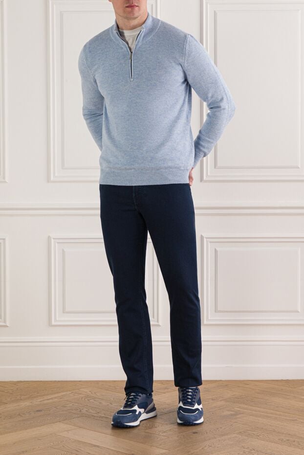 Svevo men's light blue trouser with a stand-up collar and a zip-up hood 193066 - photo 2