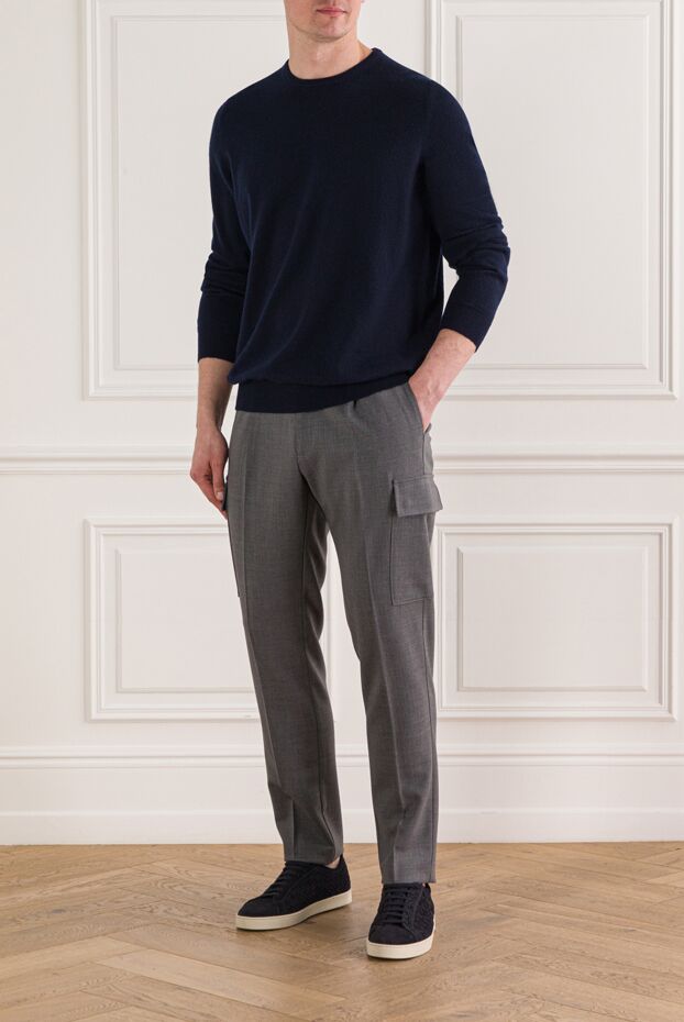 Gran Sasso men's navy blue cashmere crew neck jumper 193088 - photo 2