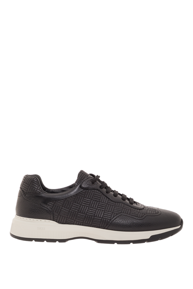 Zilli black leather sneakers with a quilted check pattern 193093 - photo 1