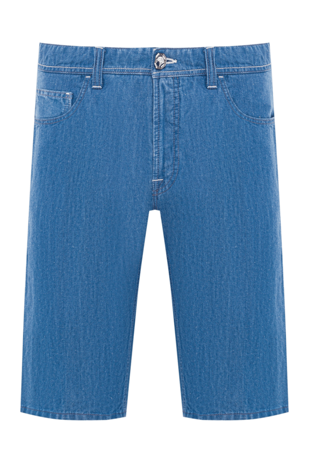 Stefano Ricci cotton and linen blend denim shorts with logo 193130 - photo 1