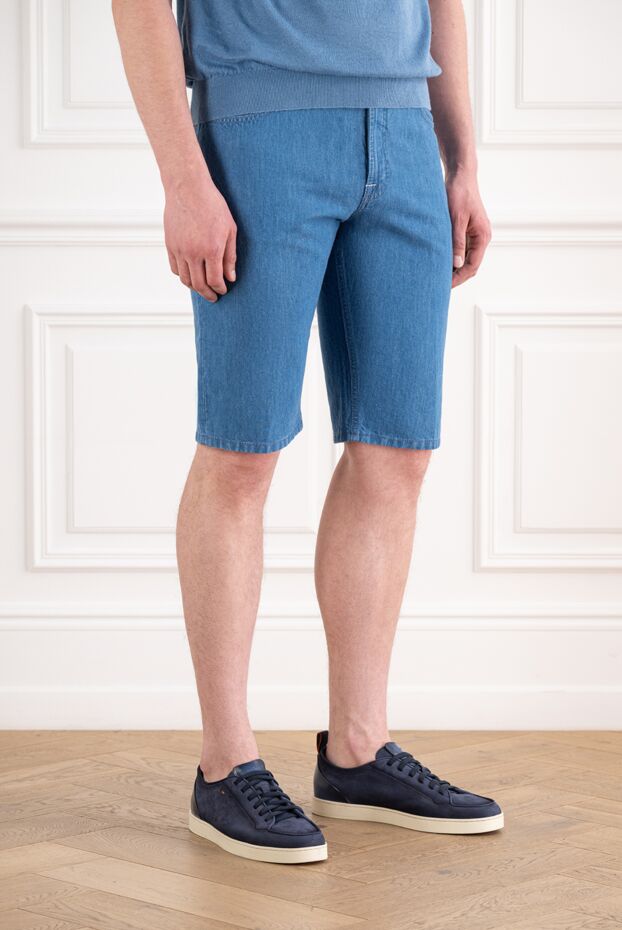 Stefano Ricci cotton and linen blend denim shorts with logo 193130 - photo 3