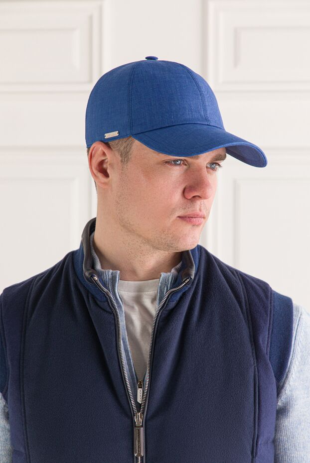 Enrico Mandelli blue men's baseball cap with an engraved metal plate 193160 - photo 2
