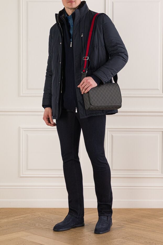 Enrico Mandelli dark blue quilted down jacket with a fur collar 193187 - photo 2