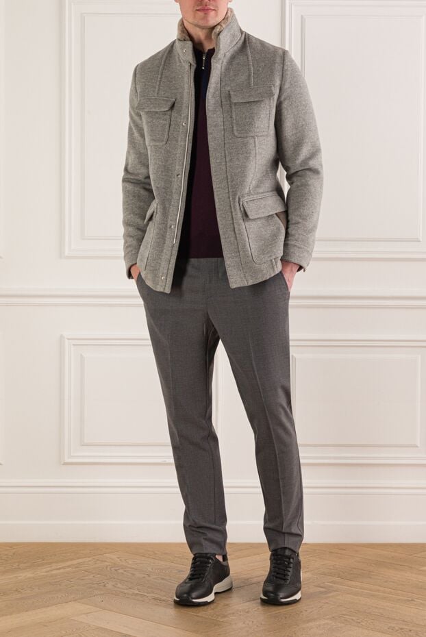 Enrico Mandelli men's grey wool and cashmere safari jacket 193189 - photo 2