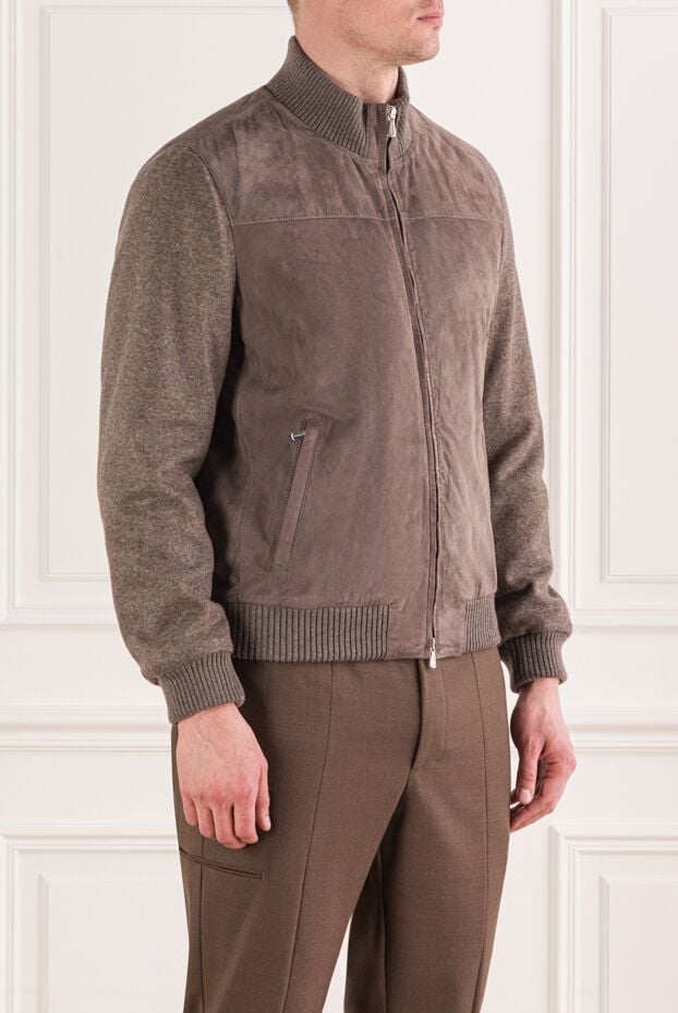 Enrico Mandelli men's beige jacket made of high-quality suede and wool 193192 - photo 3