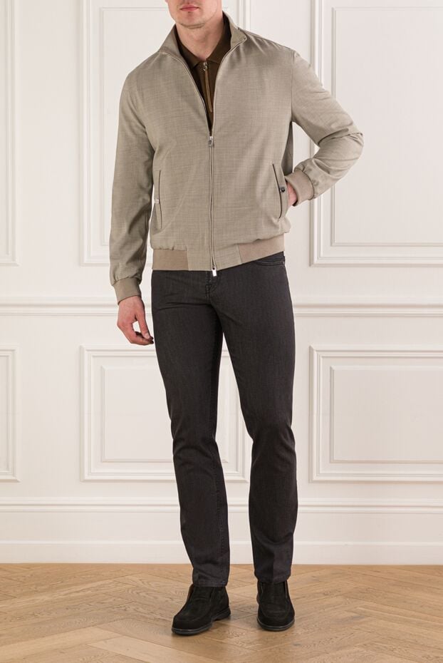 Tombolini light gray men's bomber jacket with a simple design and a stand-up collar 193203 - photo 2