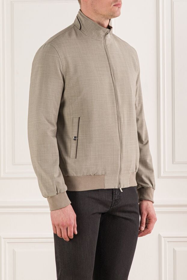 Tombolini light gray men's bomber jacket with a simple design and a stand-up collar 193203 - photo 3