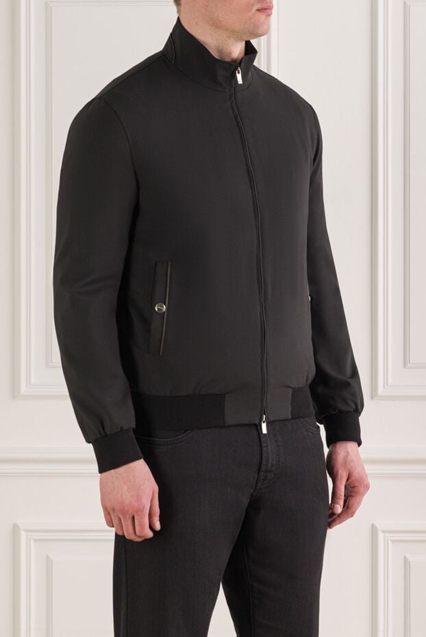 Tombolini a laconic bomber jacket with a stand-up collar made of black wool 193204 - photo 3