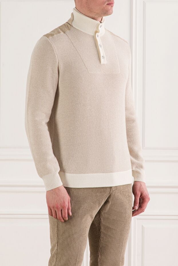 Zilli men's beige trouser with contrast collar and cuff trim 193210 - photo 3