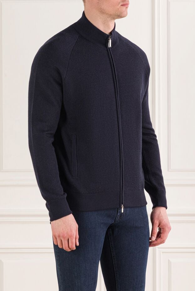 Zilli men's navy blue zip-up cardigan with logo 193213 - photo 3
